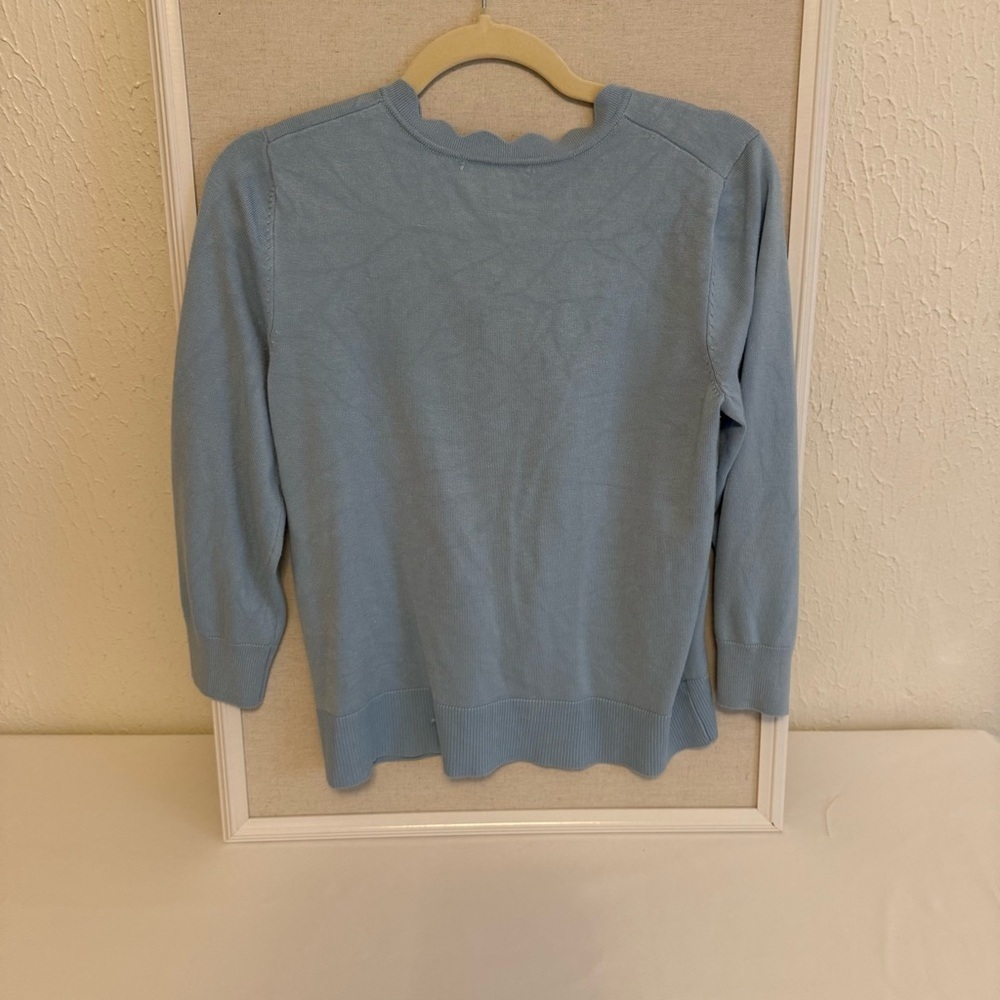 Cable & Gauge Scalloped Light Blue Cardigan, worn once for photoshoot, newish! - Picture 9 of 9